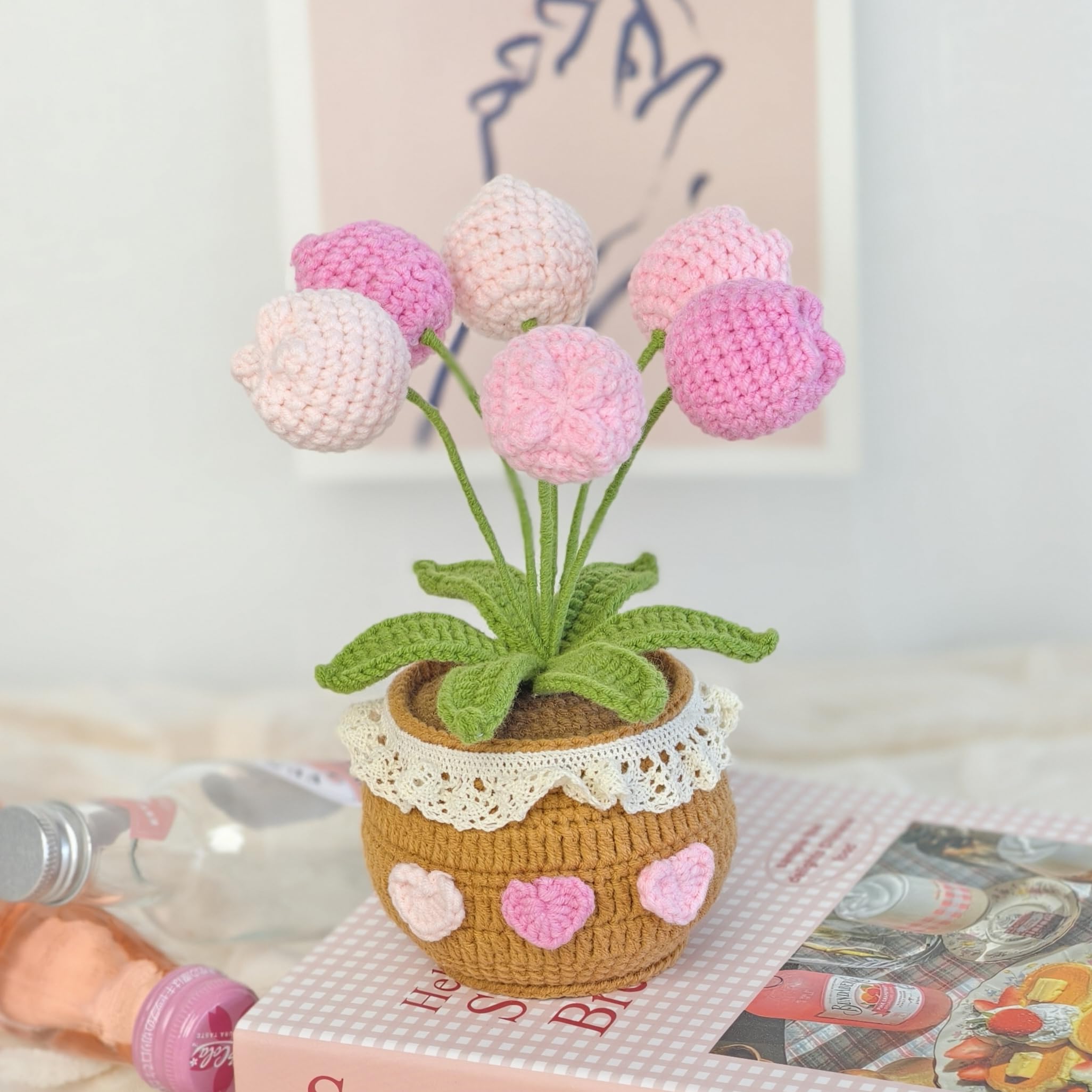 Amazon.com: JOMODECOR Handmade Crochet Tulip Bouquet Potted Plants